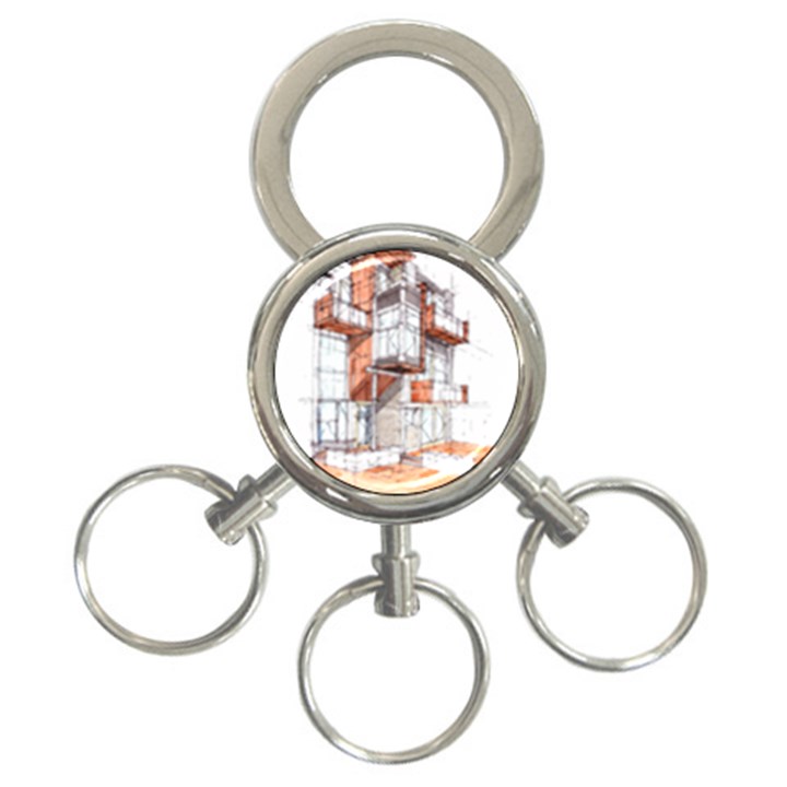 Rag-flats-onion-flats-llc-architecture-drawing Graffiti-architecture 3-Ring Key Chain