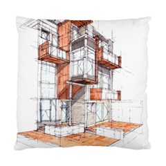 Rag-flats-onion-flats-llc-architecture-drawing Graffiti-architecture Standard Cushion Case (two Sides)