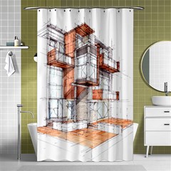 Rag-flats-onion-flats-llc-architecture-drawing Graffiti-architecture Shower Curtain 48  X 72  (small)  by Jancukart