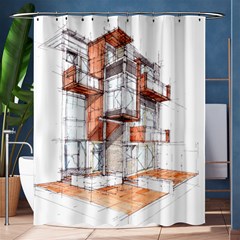 Rag-flats-onion-flats-llc-architecture-drawing Graffiti-architecture Shower Curtain 60  X 72  (medium)  by Jancukart