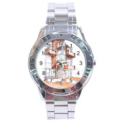 Rag-flats-onion-flats-llc-architecture-drawing Graffiti-architecture Stainless Steel Analogue Watch by Jancukart