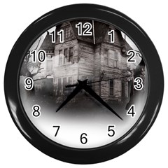 Haunted-night Building Wall Clock (black) by Jancukart