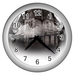 Haunted-night Building Wall Clock (silver) by Jancukart