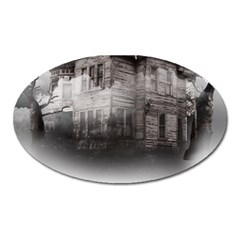 Haunted-night Building Oval Magnet by Jancukart