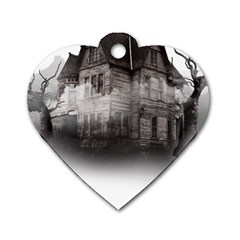 Haunted-night Building Dog Tag Heart (one Side) by Jancukart