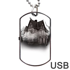 Haunted-night Building Dog Tag Usb Flash (one Side) by Jancukart