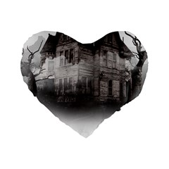 Haunted-night Building Standard 16  Premium Heart Shape Cushions by Jancukart