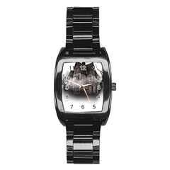 Haunted-night Building Stainless Steel Barrel Watch by Jancukart