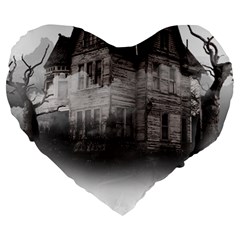 Haunted-night Building Large 19  Premium Flano Heart Shape Cushions