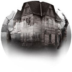 Haunted-night Building Wooden Puzzle Round by Jancukart