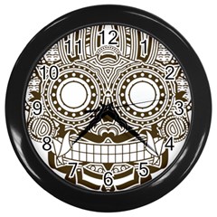 Barong-mask-art-bali Wall Clock (black) by Jancukart