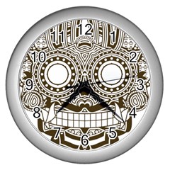 Barong-mask-art-bali Wall Clock (silver)