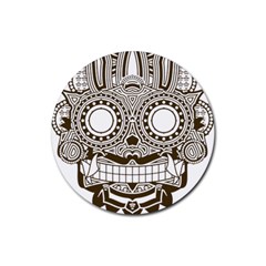 Barong-mask-art-bali Rubber Round Coaster (4 Pack) by Jancukart