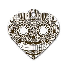 Barong-mask-art-bali Dog Tag Heart (two Sides)