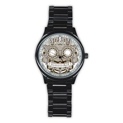 Barong-mask-art-bali Stainless Steel Round Watch