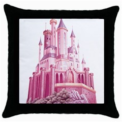 Pink Castle Throw Pillow Case (black)