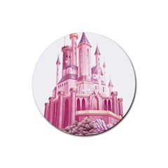 Pink Castle Rubber Round Coaster (4 Pack)