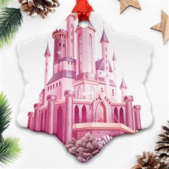 Pink Castle Snowflake Ornament (two Sides) by Jancukart