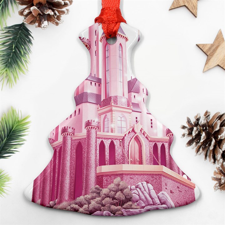 Pink Castle Christmas Tree Ornament (Two Sides)