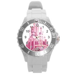 Pink Castle Round Plastic Sport Watch (l)