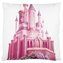 Pink Castle Large Flano Cushion Case (two Sides) by Jancukart