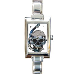 Skull-underwater-diving-skeleton-diving-head Rectangle Italian Charm Watch by Jancukart