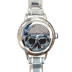 Skull-underwater-diving-skeleton-diving-head Round Italian Charm Watch