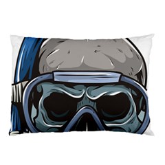 Skull-underwater-diving-skeleton-diving-head Pillow Case