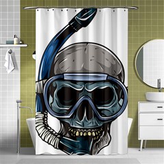 Skull-underwater-diving-skeleton-diving-head Shower Curtain 48  X 72  (small)  by Jancukart