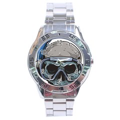 Skull-underwater-diving-skeleton-diving-head Stainless Steel Analogue Watch by Jancukart