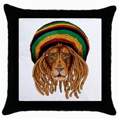 Lion Rastafari Throw Pillow Case (black)