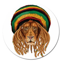 Lion Rastafari Magnet 5  (round) by Jancukart