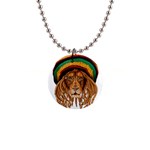 Lion Rastafari 1  Button Necklace Front