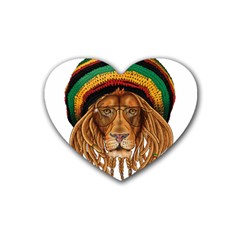 Lion Rastafari Rubber Heart Coaster (4 Pack)