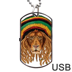 Lion Rastafari Dog Tag Usb Flash (two Sides) by Jancukart