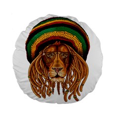 Lion Rastafari Standard 15  Premium Flano Round Cushions by Jancukart