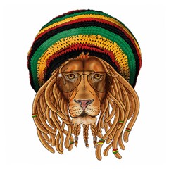 Lion Rastafari Wooden Puzzle Square by Jancukart