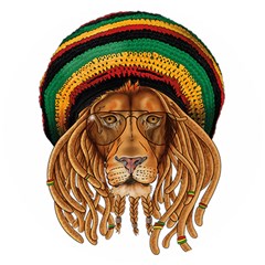 Lion Rastafari Wooden Puzzle Round by Jancukart