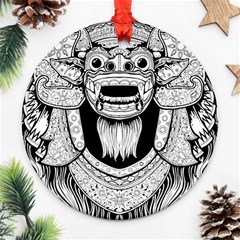 Balinese-art Barong-drawing-bali Ornament (round) by Jancukart