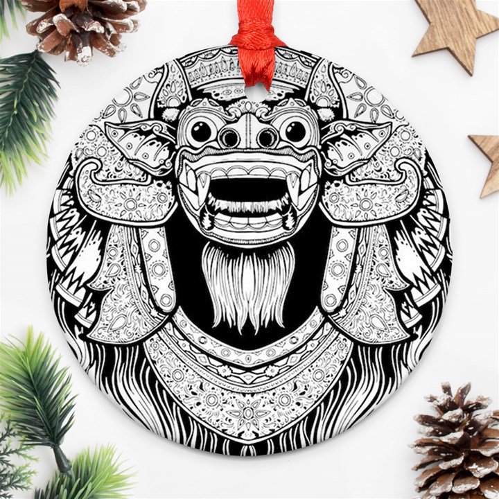 Balinese-art Barong-drawing-bali Ornament (Round)