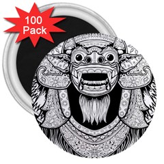 Balinese-art Barong-drawing-bali 3  Magnets (100 Pack) by Jancukart