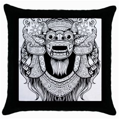 Balinese-art Barong-drawing-bali Throw Pillow Case (black) by Jancukart