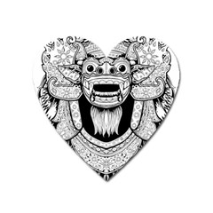 Balinese-art Barong-drawing-bali Heart Magnet by Jancukart