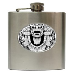 Balinese-art Barong-drawing-bali Hip Flask (6 Oz) by Jancukart