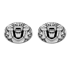 Balinese-art Barong-drawing-bali Cufflinks (oval)