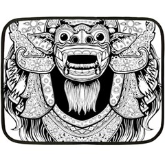 Balinese-art Barong-drawing-bali Fleece Blanket (mini) by Jancukart