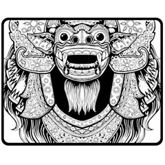 Balinese-art Barong-drawing-bali Fleece Blanket (medium) 