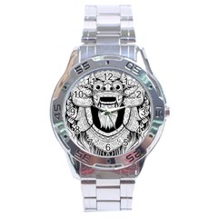 Balinese-art Barong-drawing-bali Stainless Steel Analogue Watch