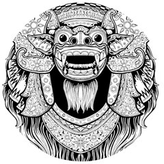 Balinese-art Barong-drawing-bali Wooden Bottle Opener (round) by Jancukart