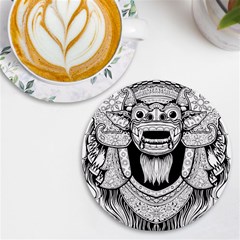 Balinese-art Barong-drawing-bali Uv Print Round Tile Coaster